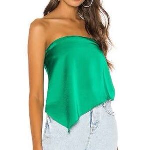 Superdown Vibrant Green Strapless Crop Top